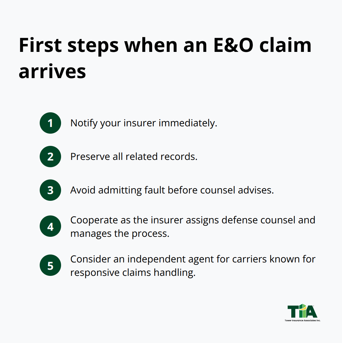 Quick actions to take after receiving an E&O claim - E&O insurance Culver City