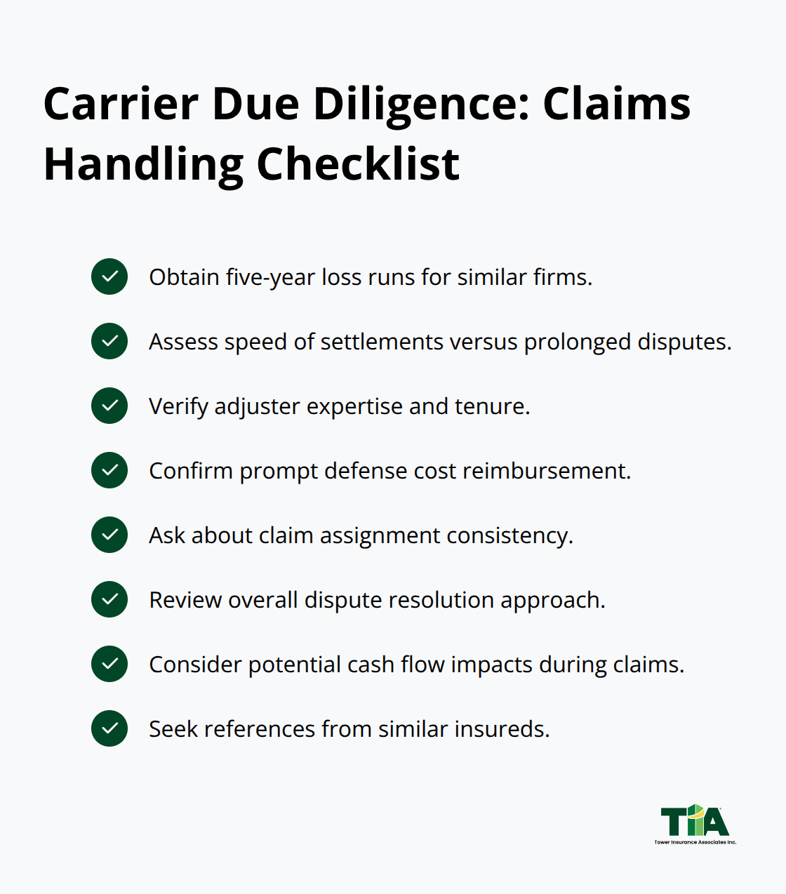 Checklist for evaluating a U.S. professional liability carrier’s claims practices - professional liability risk management